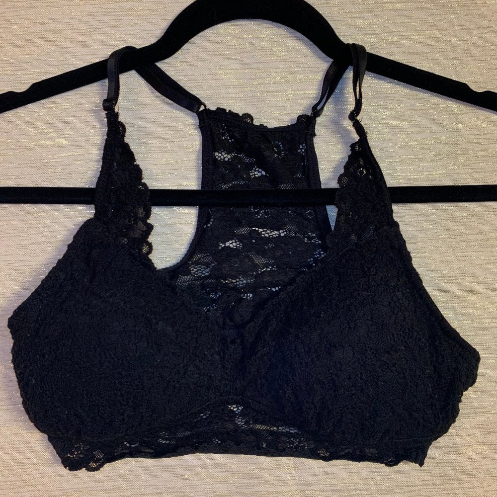 AE Aerie Black Lace Razorback Bralette M -Like New